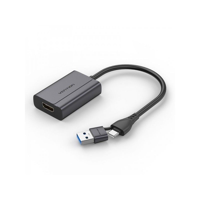 Vention Adaptador USB Tipo-C Macho a USB Macho/HDMI Hembra - Color Gris