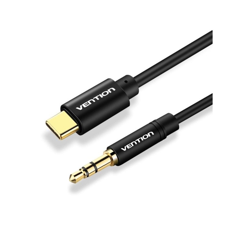 Vention Cable USB-C a Jack 3.5 Macho - 1.5m - Trenzado - Color Negro