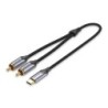 Vention Cable USB-C a 2xRCA Macho - 1m - Trenzado - Color Gris