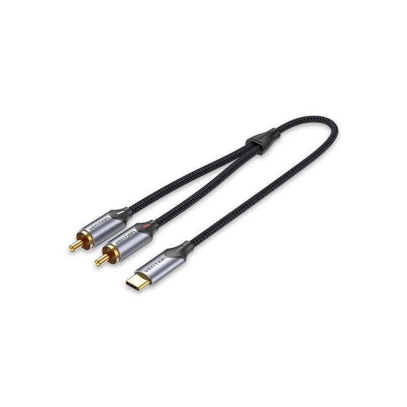 Vention Cable USB-C a 2xRCA Macho - 2m - Trenzado - Color Gris