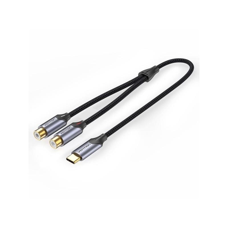 Vention Cable USB-C a 2xRCA Hembra - 0.5m - Trenzado - Color Gris