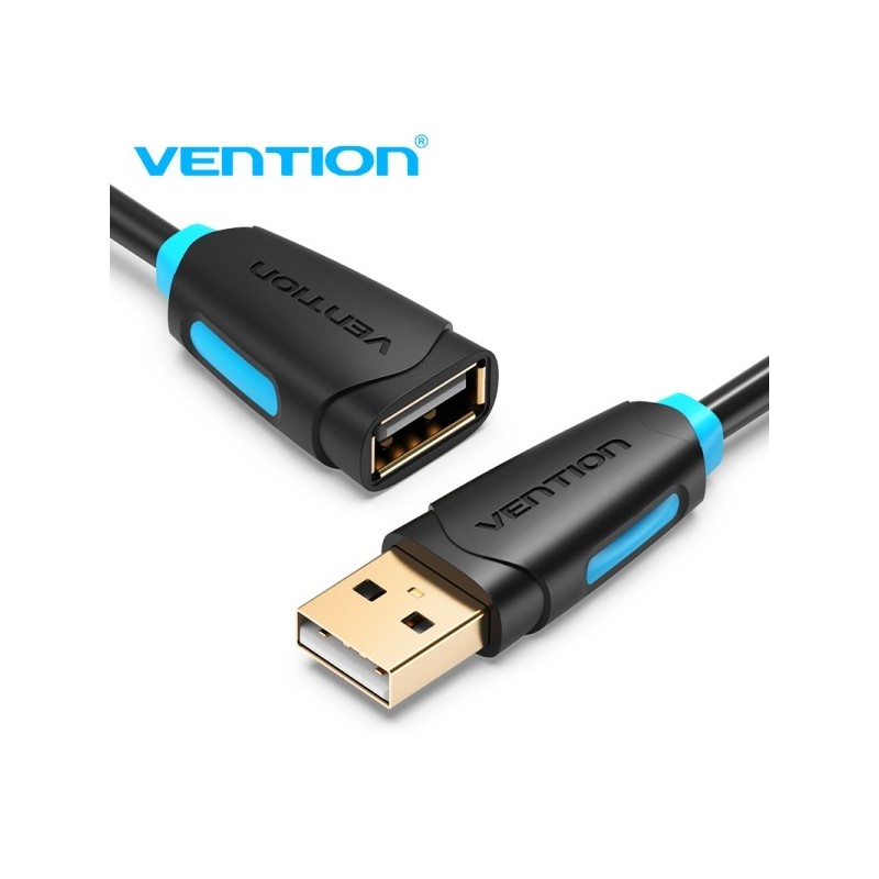 Vention Cable Extension USB 2.0 - Contactos Dorados - Transmision 0.48Gbps - Aislamiento PVC - Color Negro