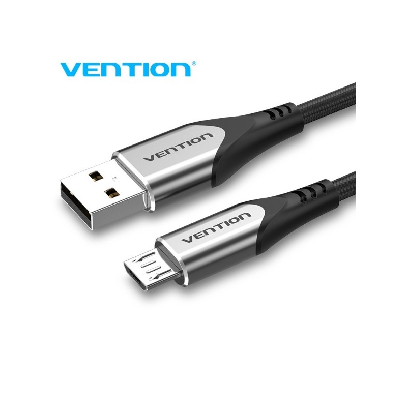 Vention Cable Micro USB Reversible Carga Rapida 3A Transmision 480Mbps Durabilidad Mejorada Proteccion de Bateria Color Gris