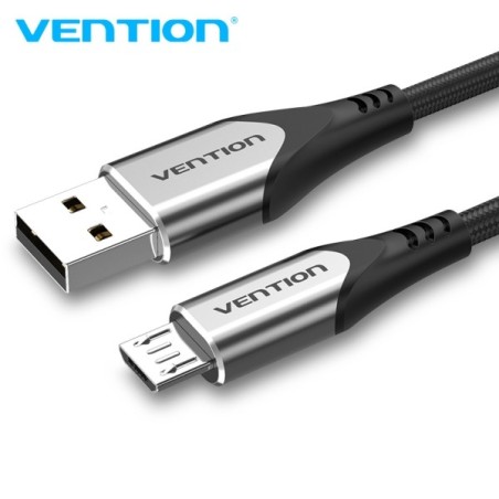 Vention Cable Micro USB Reversible Carga Rapida 3A Transmision 480Mbps Durabilidad Mejorada Proteccion de Bateria Color Gris