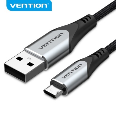 Vention Cable Micro USB Reversible Carga Rapida 3A Transmision 480Mbps Durabilidad Mejorada Proteccion de Bateria Color Gris