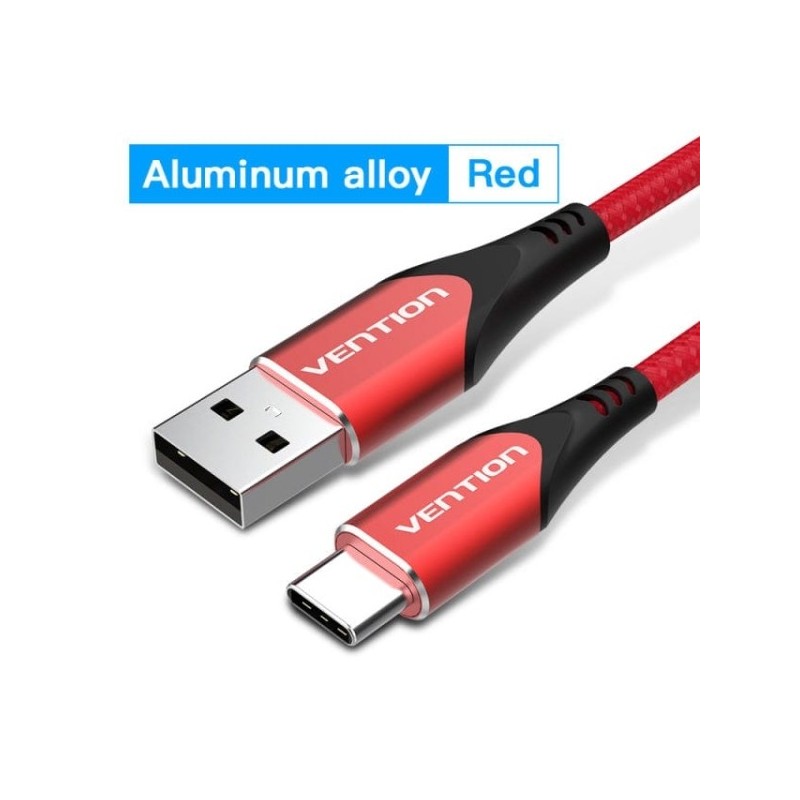 Vention Cable USB-C 2.0 a USB-A 3A 60W - 1m - Trenzado - Color Rojo