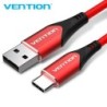 Vention Cable USB 2.0 A-C 3A Carga Rapida 3A Compatible Huawei FCP/QC Nylon Trenzado Duradero Transferencia 480 Mbps Color Rojo