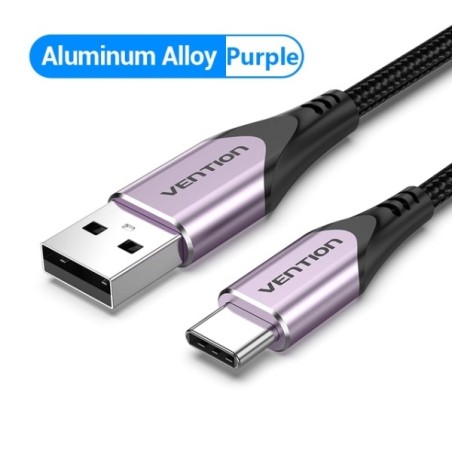 Vention Cable USB-C 2.0 a USB-A 3A 60W - 1m - Trenzado - Color Violeta