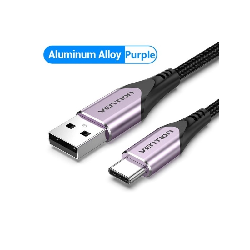Vention Cable USB-C 2.0 a USB-A 3A 60W - 2m - Trenzado - Color Violeta