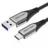 Vention Cable USB-A 2.0 a USB-C 2.0 5A 100W - 1m - Trenzado - Color Gris