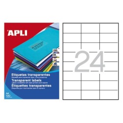 Etiquetas poliéster transparente Apli - Permanentes - 70 x 37 mm - Láser, fotocopiadora - Pack 480 etiquetas