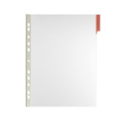 Fundas multitaladro para clasificador Durable Function - Plástico rígido - A4 - Color rojo - Pack 5 ud