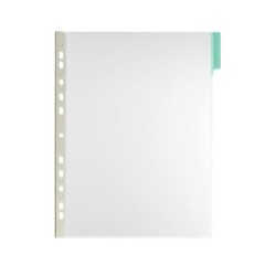 Fundas multitaladro para clasificador Durable Function - Plástico rígido - A4 - Color verde - Pack 5 ud