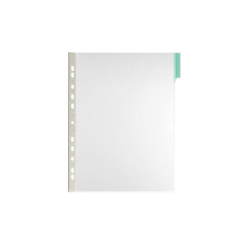 Fundas multitaladro para clasificador Durable Function - Plástico rígido - A4 - Color verde - Pack 5 ud
