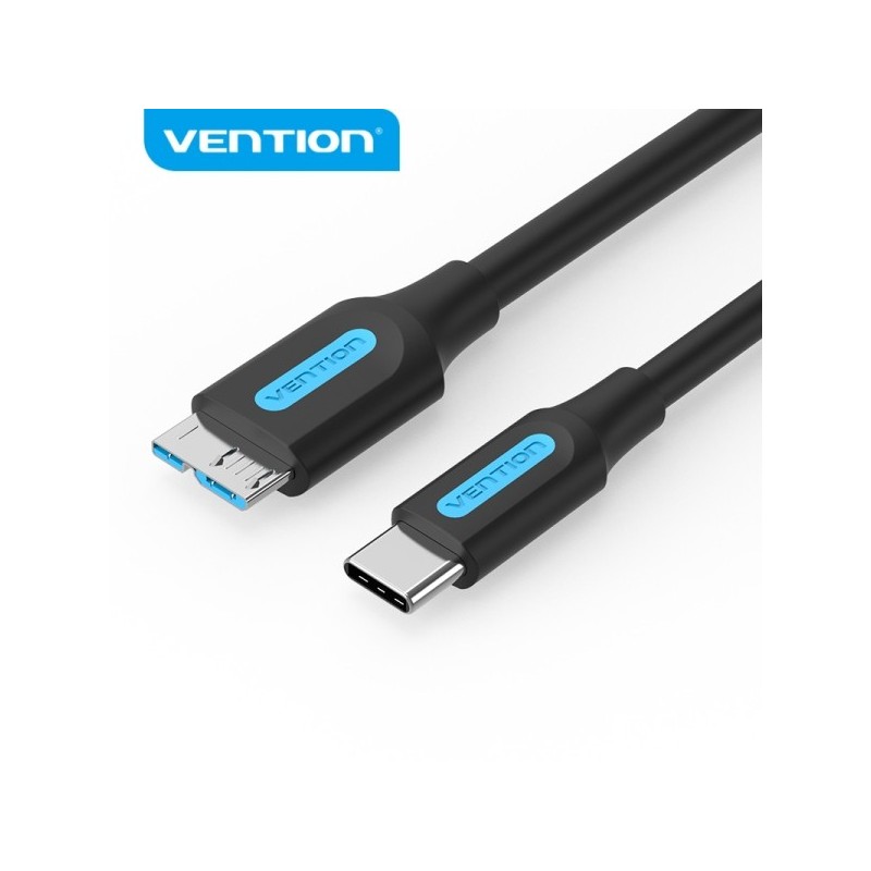 Vention Cable USB 3.0 C-Micro-B - Transmision 5Gbps - Conductor Cobre Estaño - Carcasa PVC - Color Negro