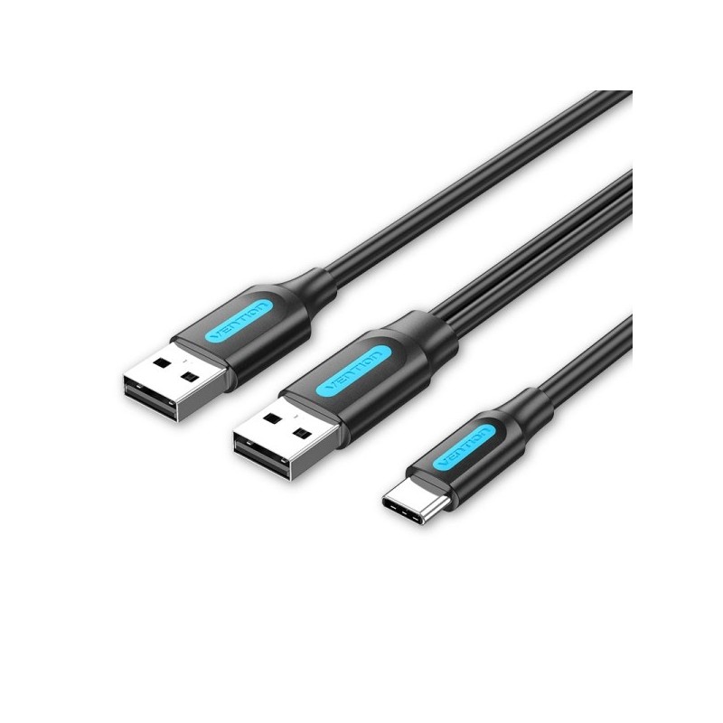 Vention Cable USB-C a 2xUSB-A 2.0 3A - 1m - Color Negro