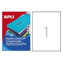 Etiquetas poliéster transparente Apli - Permanentes - 210 x 297 mm - Láser, fotocopiadora - Pack 20 etiquetas
