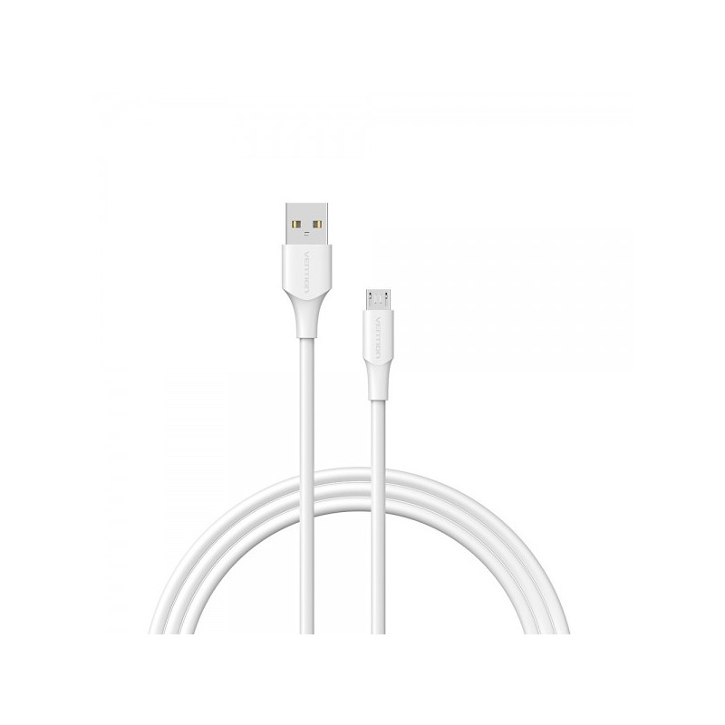 Vention Cable USB 2.0 Macho a MicroUSB Macho - 1m - 3A - 60W - 480Mbps - Color Blanco