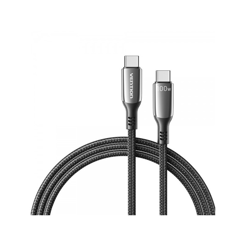 Vention Cable USB-C Macho a USB-C Macho - 1.2m - 5A - PD100W - Color Negro