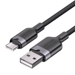 Vention Cable USB-C 2.0 a USB-A 3A 60W - 1m - Trenzado - Color Negro