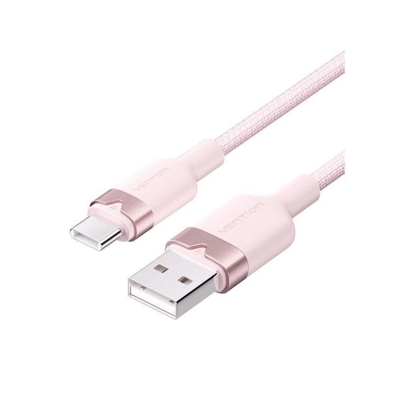 Vention Cable USB-C 2.0 a USB-A 3A 60W - 2m - Trenzado - Color Rosa