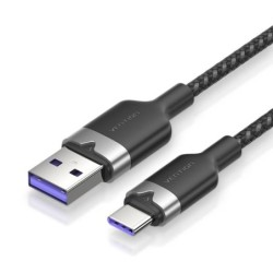 Vention Cable USB-C 2.0 a USB-A 6A 100W - 2m - Trenzado - Color Negro