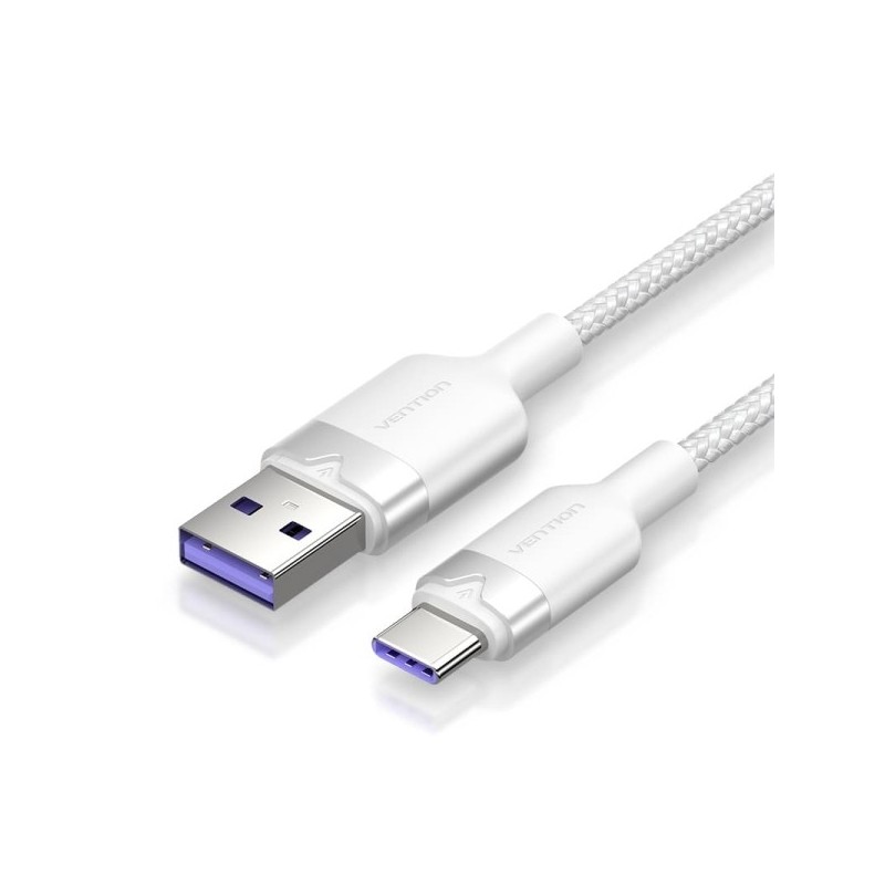 Vention Cable USB-C 2.0 a USB-A 6A 100W - 1m - Trenzado - Color Blanco