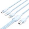Vention Cable USB-A 2.0 a USB-C, Lightning, Micro-B 3A - 1.5m - Trenzado - Color Azul