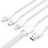 Vention Cable USB-A 2.0 a USB-C, Lightning, Micro-B 3A - 1.5m - Trenzado - Color Blanco