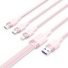 Vention Cable USB-A 2.0 a USB-C, Lightning, Micro-B 6A - 1.5m - Trenzado - Color Rosa