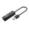 Ewent Conversor Adaptador de Red RJ45 a USB-A - Gigabit 10/100/1000Mbps - Cable de 15cm - Soporta WOL - Color Negro