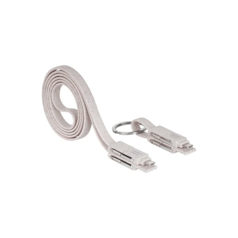 Mars Gaming MCA-ECO Pack de Cables Ecologicos Fibra de Trigo Antienredos Carga Ultrarrapida 3.1A Transferencia 480Mbps Blanco