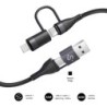 Subblim Cable Top 4 en 1 - USB-A USB-C Lightning - 60W - Nylon Trenzado - Carga Rapida - 1 Metro