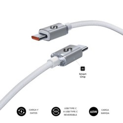 Subblim Cable Optimus USB-C - 60W - Nylon Trenzado - 480Mbps - 2 Metros - Color Blanco