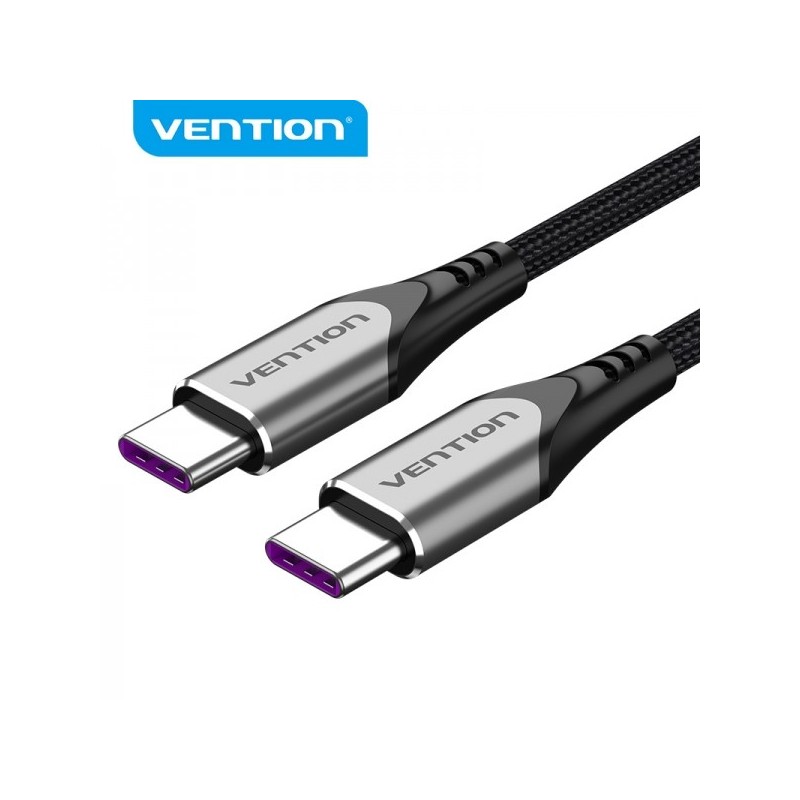 Vention Cable USB-C Macho a USB-C Macho - 1m - 5A 100W 480Mbps - Color Gris