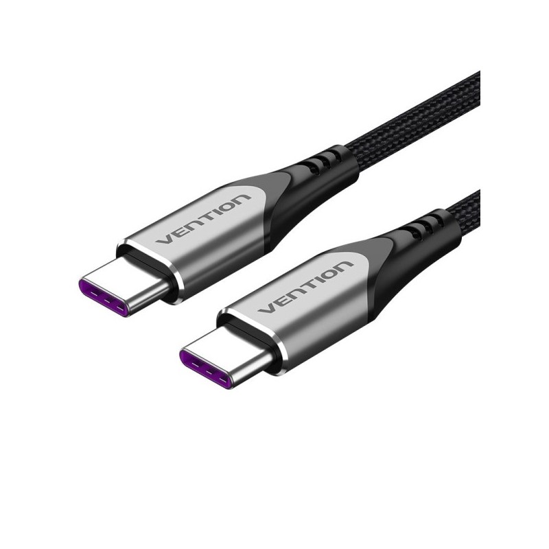 Vention Cable USB-C 2.0 a USB-C 2.0 5A 100W - 1.5m - Trenzado - Color Gris