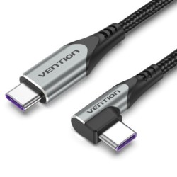 Vention Cable USB-C 2.0 a USB-C 2.0 5A 100W - 1m - Trenzado - Acodado - Color Gris