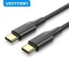 Vention Cable USB-C Macho a USB-C Macho 3A 60W LED - 0.5m - Algodon Trenzado Negro