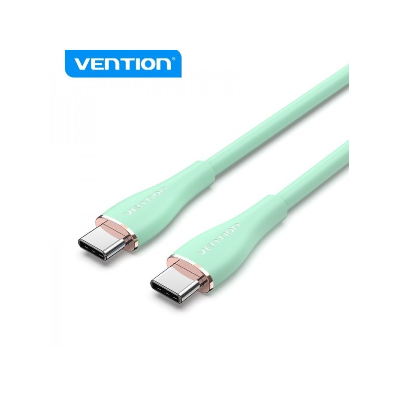 Vention Cable USB-C Macho a USB-C Macho - 1m - Verde Silicona - 5A 100W 480Mbps