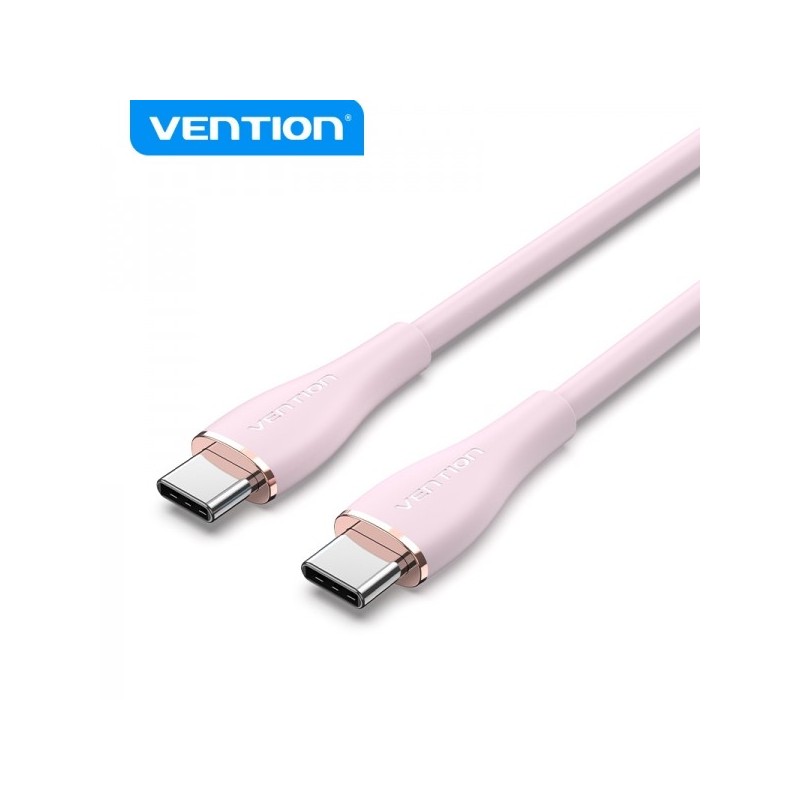 Vention Cable USB-C Macho a USB-C Macho - 1m - 5A 100W 480Mbps - Color Rosa Silicona
