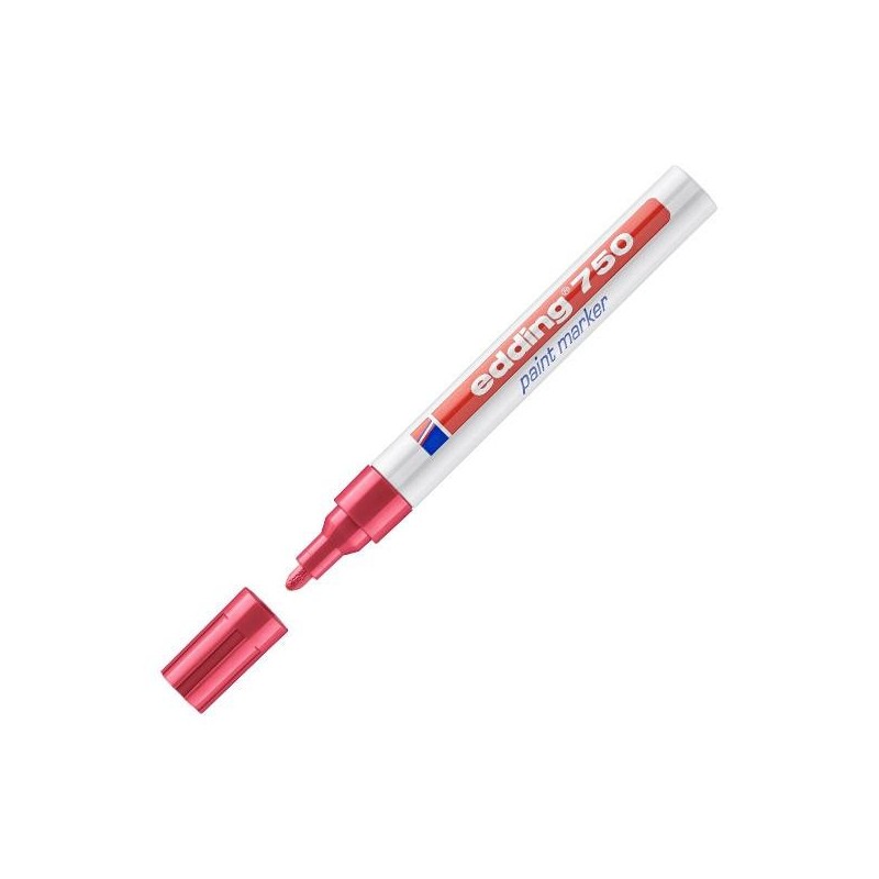 Marcador permanente Edding 750 - Punta cónica - Trazo 2 mm - 4 mm - Color rojo