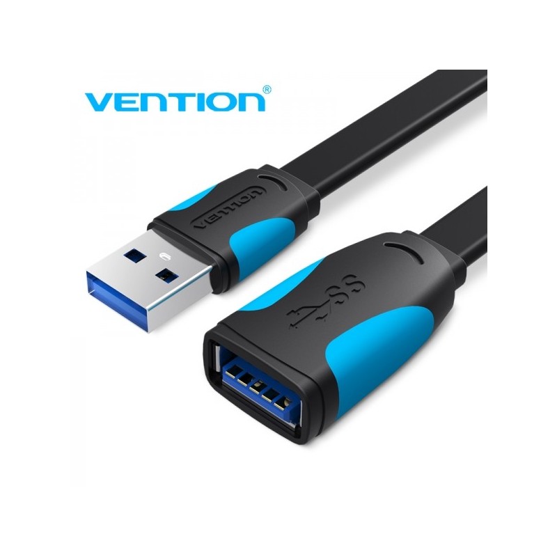 Vention Cable Alargador Plano USB 3.0 Macho a USB Hembra - 1m - Color Negro y Azul