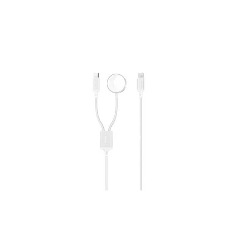 XO Cable USB 2 en 1 - 60W - Tipo C + Carga Magnetica Apple Watch - 1 Metro - Color Blanco