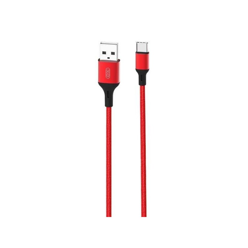 XO Cable USB A Macho a Tipo C - 2.4A - Carga + Transmision de Datos Alta Velocidad - 1m - Color Rojo