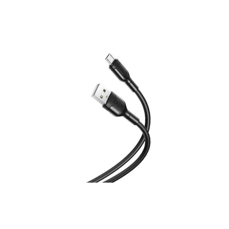XO Cable de Carga y Transmision de Datos Longitud 1m Conector Micro USB Silicona Suave y Duradera Alta Velocidad 5V, 21A  Negro