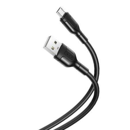 XO Cable de Carga y Transmision de Datos Longitud 1m Conector Micro USB Silicona Suave y Duradera Alta Velocidad 5V, 21A  Negro
