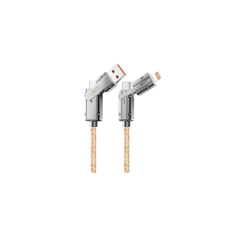 XO NB276 Cable USB 4 en 1 Multifuncion - 60W - 1 Metro - RGB - Color Plata