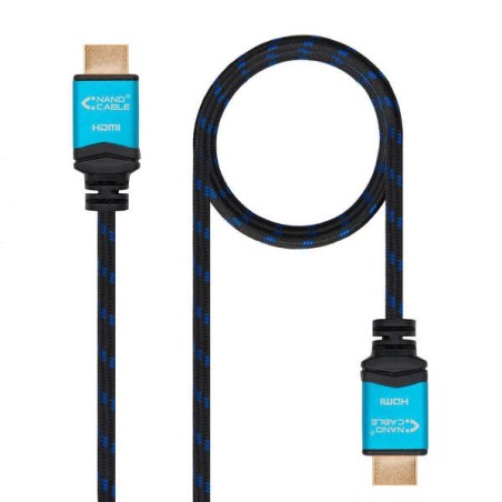 Nanocable Cable HDMI v2.0 Macho a HDMI v2.0 Macho 5m - 4K@60Hz 18Gbps - Alta Velocidad - Recubierto Nylon Trenzado Negro/Azul