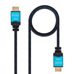 Nanocable Cable HDMI v2.0 Macho a HDMI v2.0 Macho 7m - 4K@60Hz 18Gbps - Alta Velocidad - Recubierto Nylon Trenzado Negro/Azul