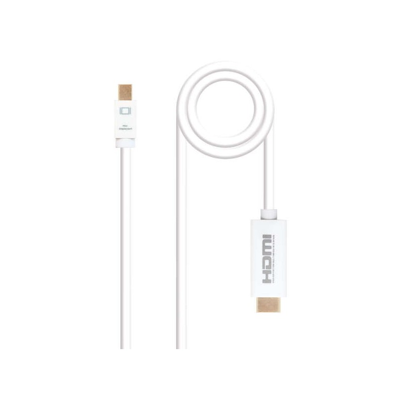 Nanocable Cable Conversor Mini DP Macho a HDMI v1.4 Macho 2m - Color Blanco